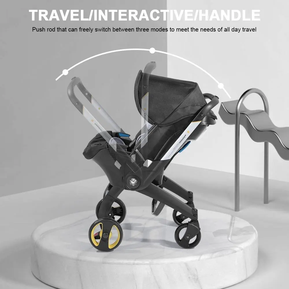 (No Base) Unisex 4-Wheeled Bassinet Stroller for 3-6 Months Newborns - Lightweight Foldable Aluminum, Compact Folded, Silent, Pocket-Equipped, All-in-1 Convertible with Canopy, Reversible Seat, Caddy, Basket, Adjustable Cradle, Travel-Friendly Model, Comp