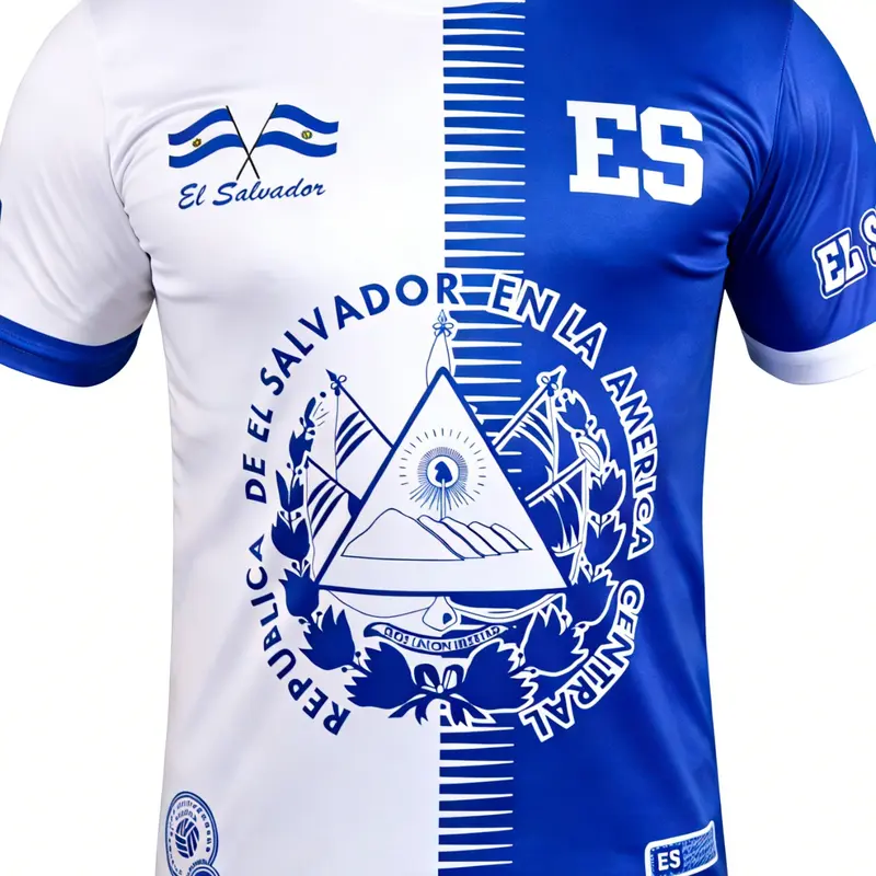 El Salvador Unisex Football Jersey T-Shirt, Casual Sports Short-Sleeve Shirt for All Salvadorans, All-Season Football Shirts Sports Clothing