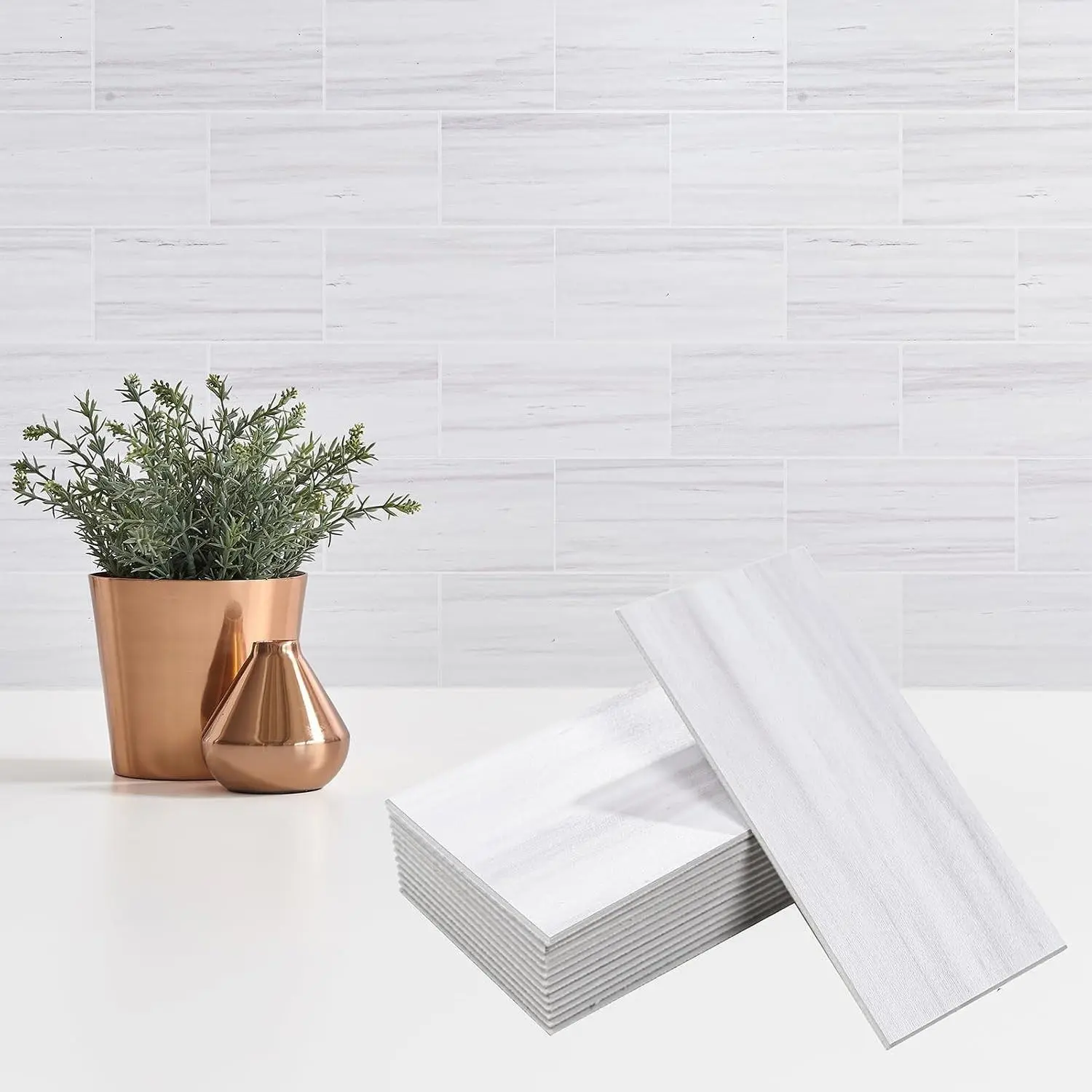 100 Pieces Peel and Stick Backsplash for Kitchen, 3" x 6" PVC Subway Tile 2026 Upgraded Dolomite Star Gray Backsplash Stick on Tile Elevate Kitchen Fireplace RV