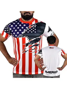 Men's American Flag Claw Print T-Shirt, Patriotic Usa Pattern Short Sleeve Top, Breathable Street Style, Ideal for Independence Day & Daily Wear