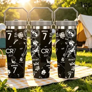 1pc 30oz Stainless Steel Large-Capacity Car Water Bottle, Cristiano Ronaldo Fans Gift, Football Enthusiasts, Outdoor Camping Coffee Mug
