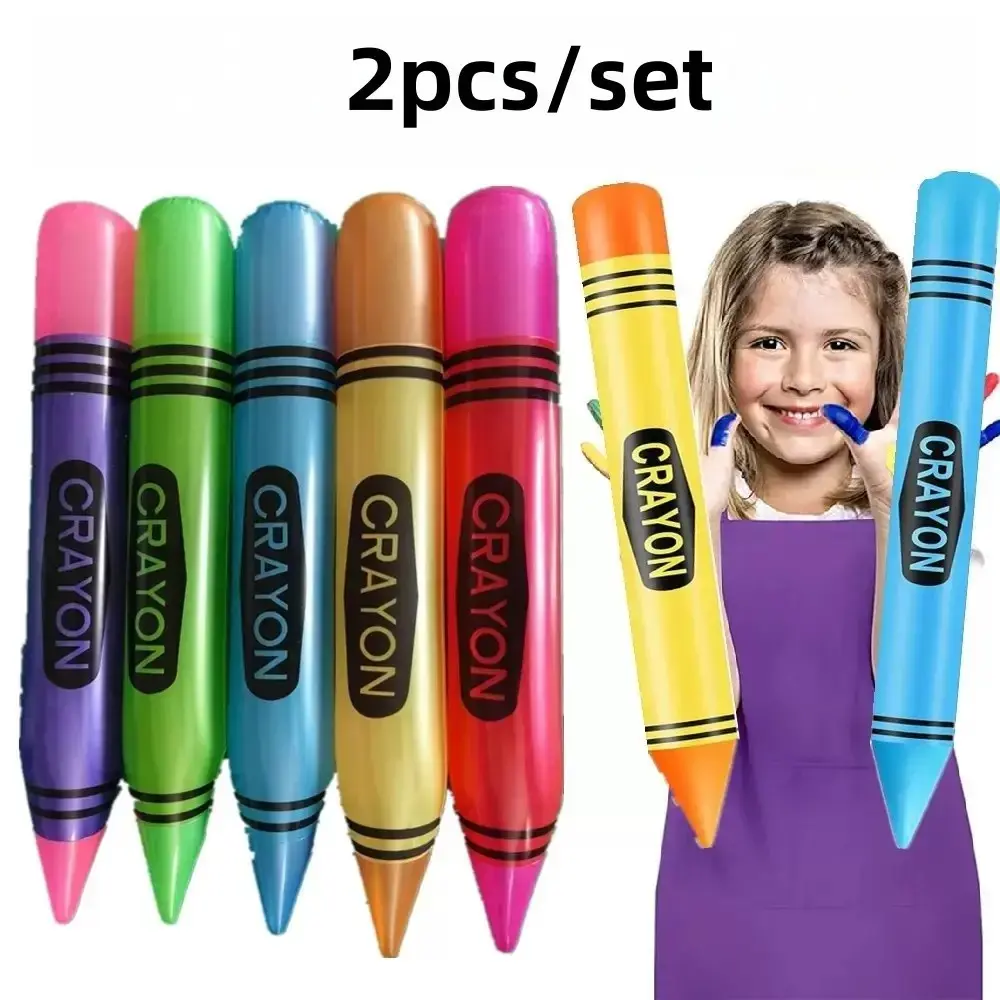 🖍️ Inflatable Crayon Props 2-Pack | Large Party Photo Booth Props | Giant PVC Crayon Decorations | Birthday Classroom Graduation Decor