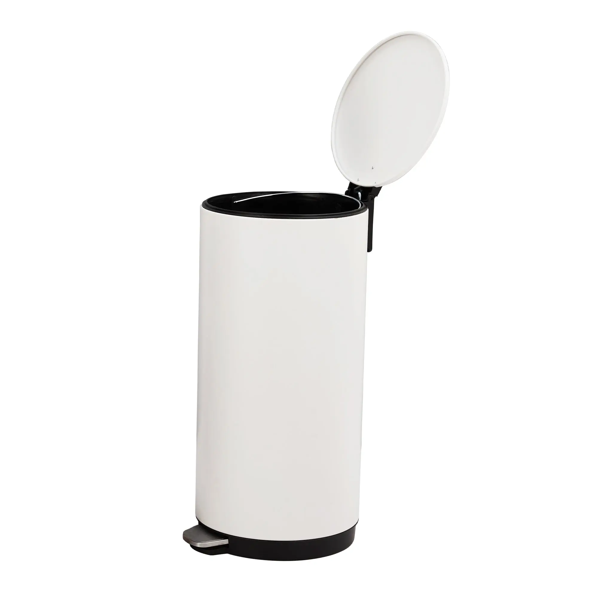GARVEE30L/7-8 Gallon Round Waste Can with Soft Close Lid and Foot Pedal, Compact Design Featuring Removable Inner Bucket, Ideal for Bedroom, Living Room, Office, Available in White or Black