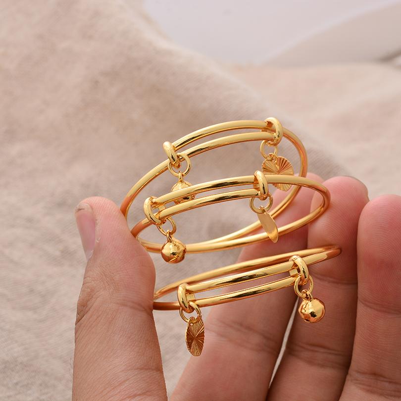 Ethiopian /Arab/African Lucky Bell Baby Kids Children Gold Color Birthday Bangle Bracelet Jewelry Gift