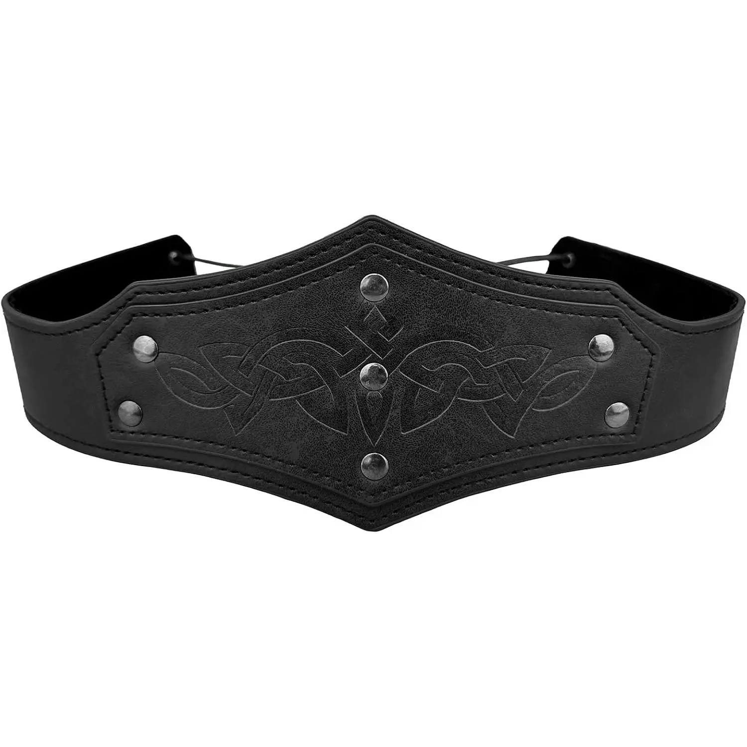 Embossed Faux Leather Medieval Headpiece - Adjustable Retro Renaissance Headband, Costume Wear Accessory for Fashion Hair Decoration