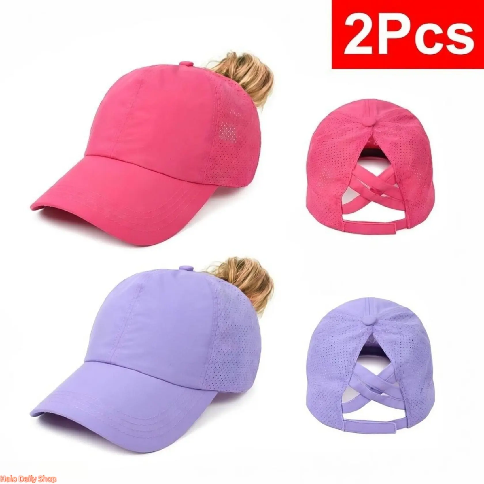 2 Pack 2026 New Women Quick Dry Breathable Baseball Cap With Back Cross Strap For Ponytail Mesh Sports Hat Lightweight Sun Protection Cute Summer Light Luxury US Design