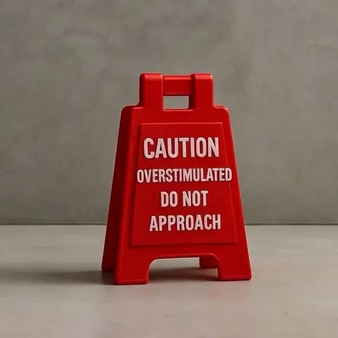 1pc 'Caution Overstimulated - Do Not Approach' Desk Sign, Novelty Funny Desk Ornament for Home Office Decoration Desk Signs Ornament