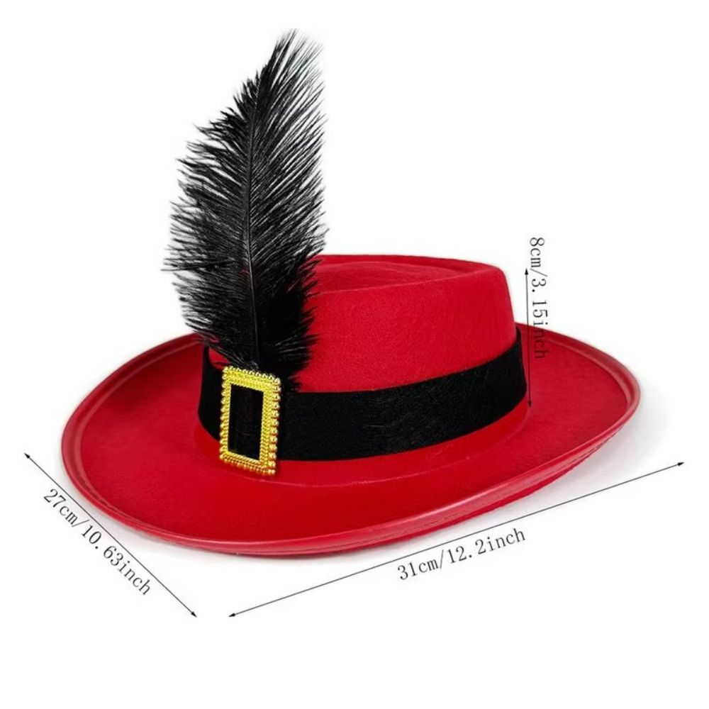 Vintage Black Musketeers Costume Hat Magician Hat With feathers Holiday Costume Hat Top Hats Stage Performance Kids Cosplay Hat