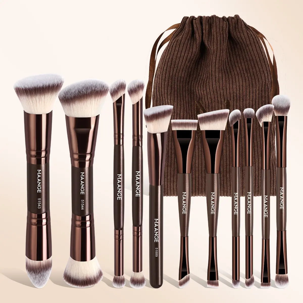 Maange 11-Piece Makeup Brush Set, Foundation Brush, Powder Brush, Blush Brush, Eyeshadow Brush, Concealer Brush, Highlighter Brush, Contour Brush, Smudge Brush, Includes Storage Bag, Perfect Gift for Women and Girls, Makeup Brush Kit