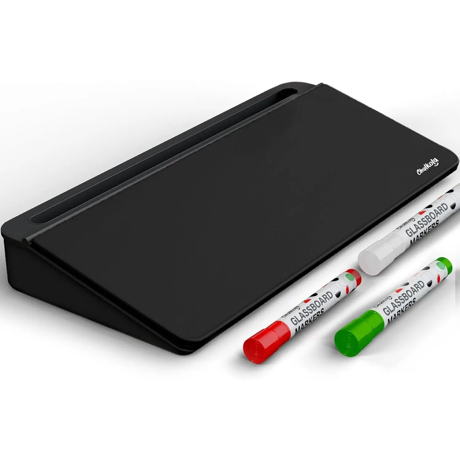 Black Glass Desktop Whiteboard with Storage - Desk Organizer Buddy | Dry Erase Board, Work Desk Organizers, Computer Keyboard Stand, Home Office Accessories, Workspace Desktop Buddy + 3 MarkersGift