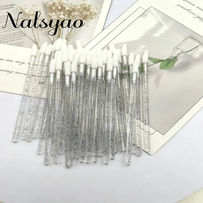 50pcs Disposable Crystal Lip Brushes | Applicator Wands for Lipstick/Gloss/Shadow/Mask/Color, Soft Tips for Comfortable Application, Makeup Tools