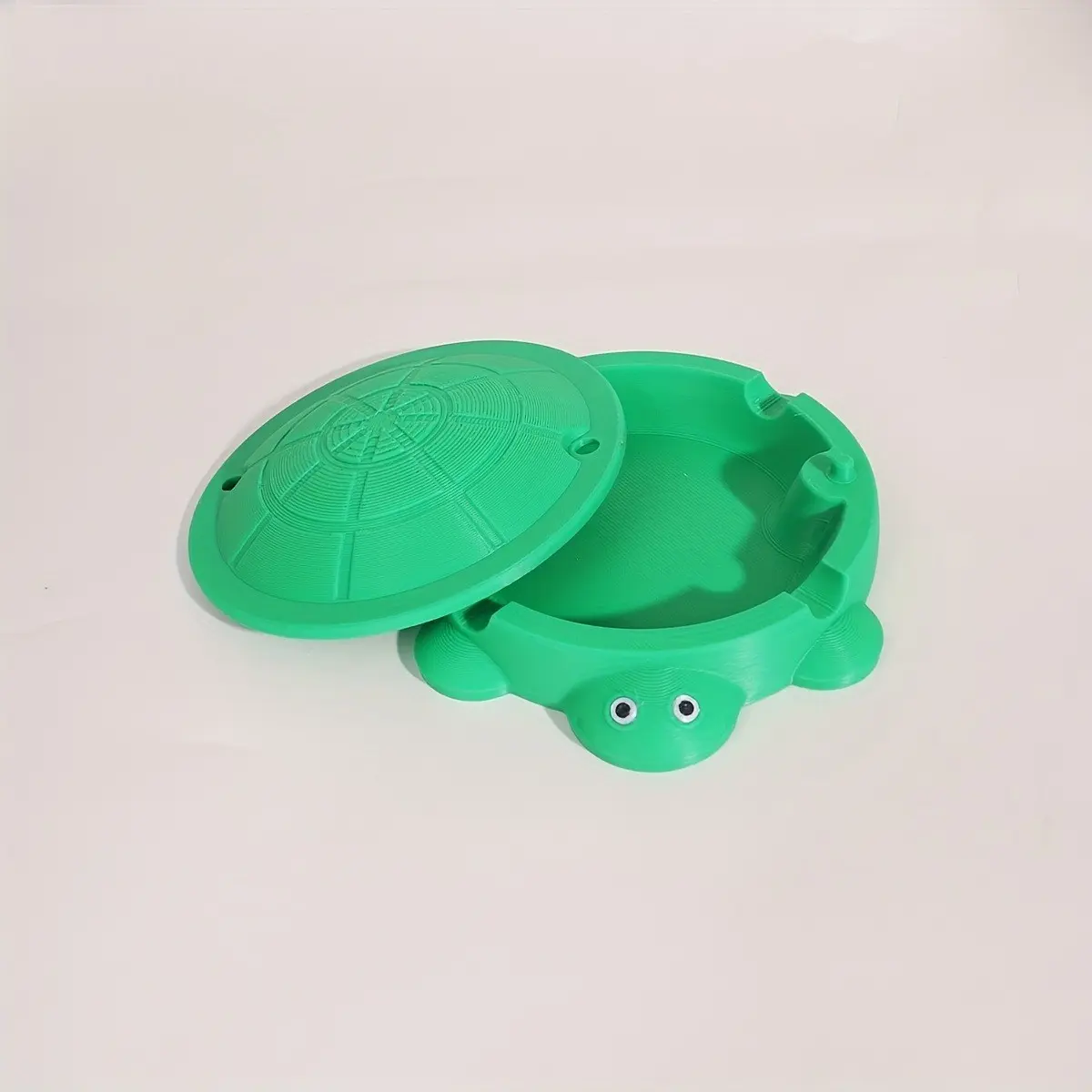 Mini Turtle Sandbox with Lid, Cute Round Plastic Ashtray Storage Container, Home Decor, 1 Piece, Perfect for Living Room Decoration