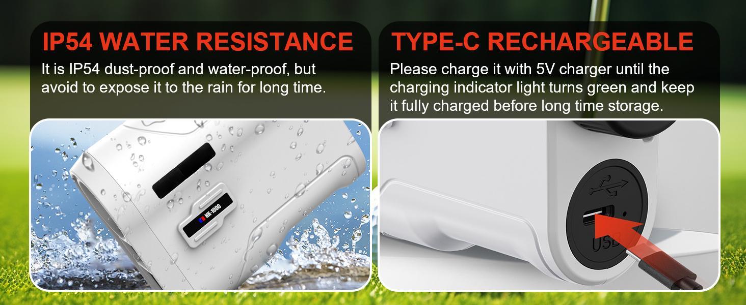 Golf Rangefinder with Slope and Pin Lock Vibration, External Slope Switch for Golf Tournament Legal, Rangefinders with Rechargeable Battery 600/1000YDS Laser Range Finder