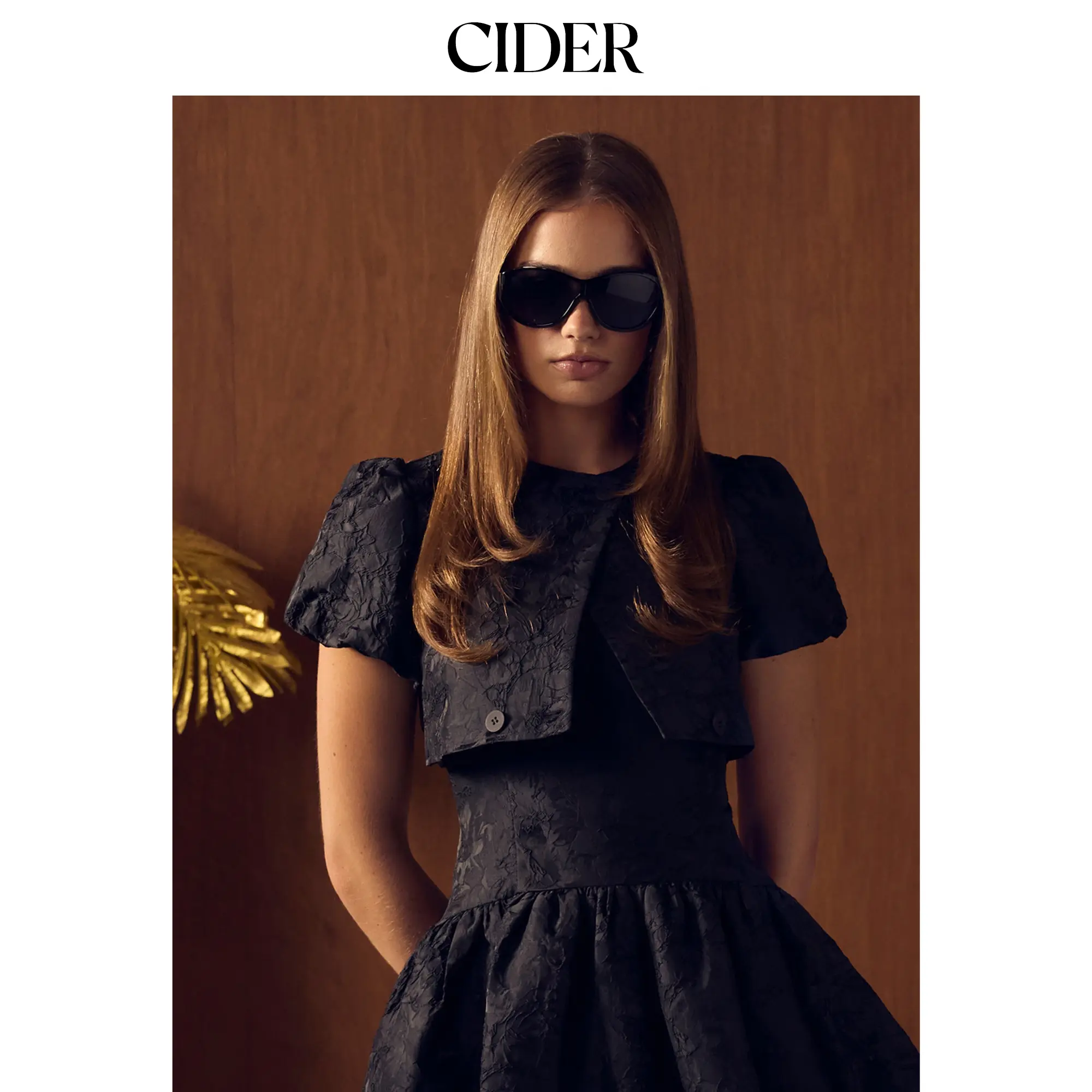 Cider Jacquard Puff Short Sleeve Crop Jacket