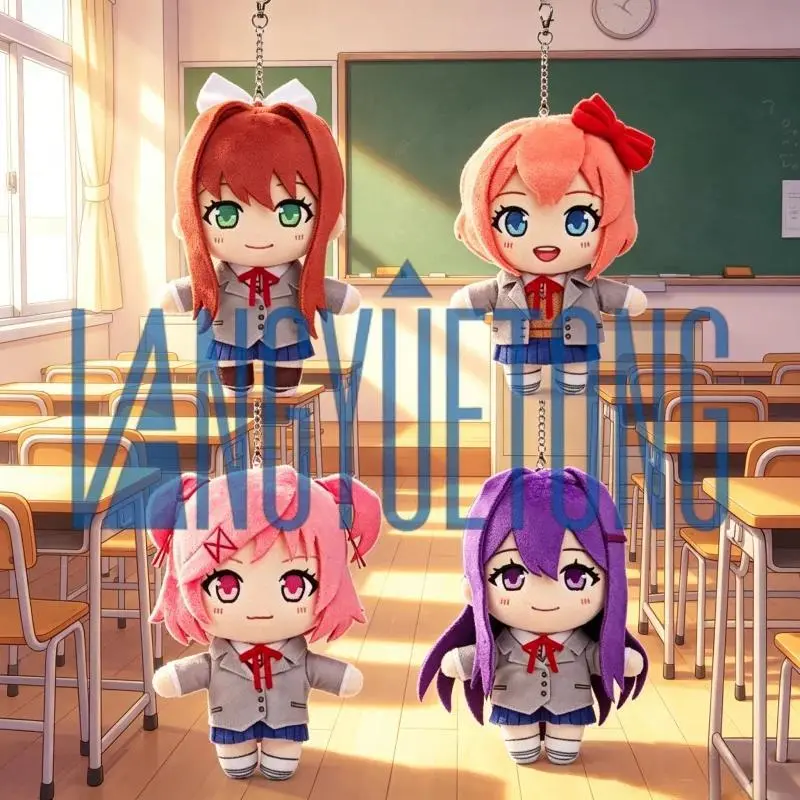 Natsuki Yuri  Monica Sayori Plush Doki Doki Literature Club Peripheral Soft Stuffed Doll Cute Keychain Pendant For Fans Gift