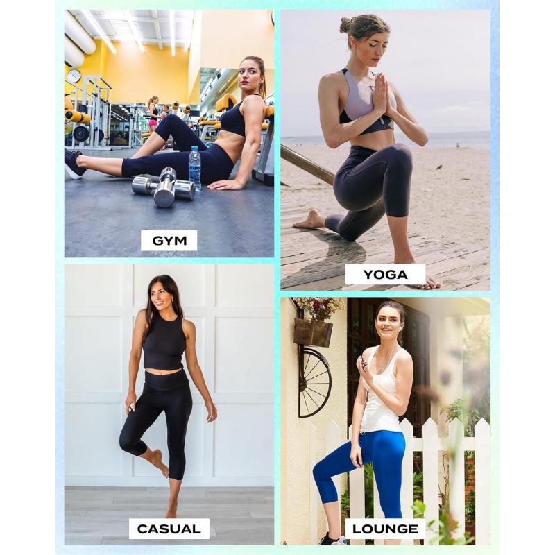 High Waisted Yoga Capris Butt Lift Tummy Control Quick Dry Slim Fit Workout Athletic Leggings