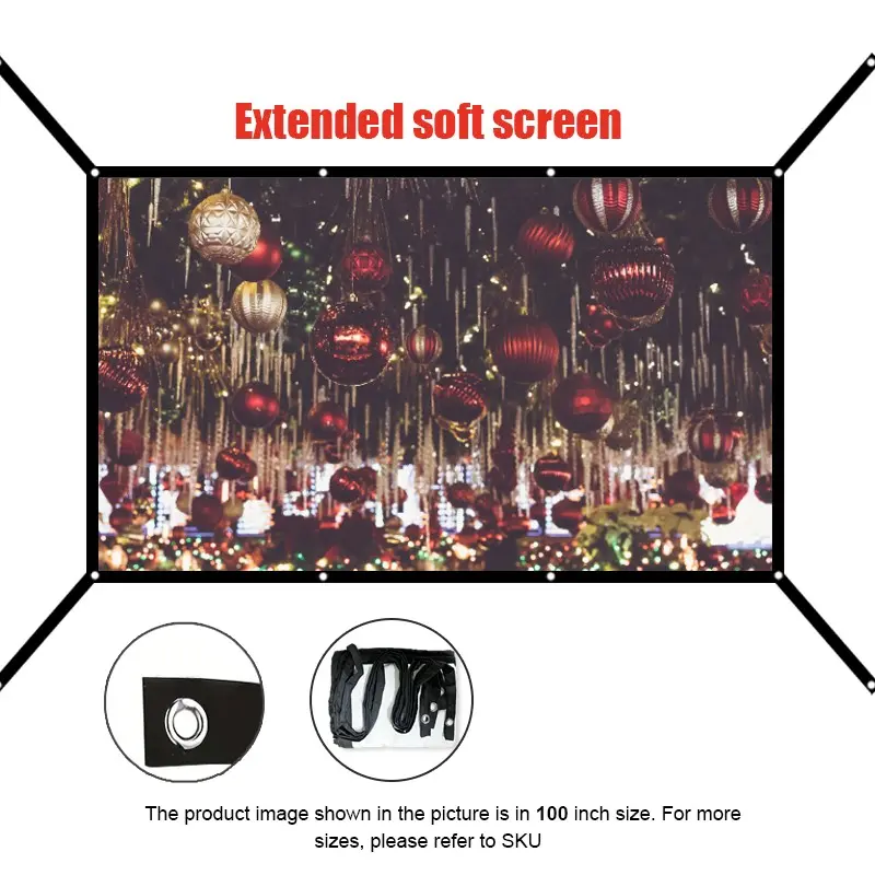 16:9 Extended Projection Screen, 60-150 Inches, Wall Mounted, Suitable for Home Theater, Outdoor, Office, Classroom, Entertainment, Outdoor Projector Screen, Outdoor Movie Screen