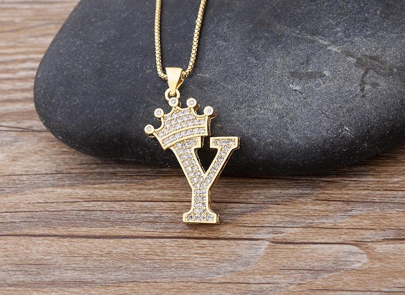 Aesthetic Luxury Copper Zircon A-Z Crown Alphabet Pendant Chain Necklace Hip-Hop Style Fashion Woman Man Initial Name Jewelry Gift for Girl Women Couple Aesthetic Luxury Copper Zircon A-Z Crown Alphabet Pendant Chain Necklace Hip-Hop Style Fashion Woman Man Initial Name Jewelry Gift for Girl Women Couple