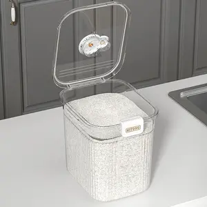 Transparent rice container PET rice storage box for home kitchen storage, large-capacity storage tank, double-layer sealed moisture-proof rice bin