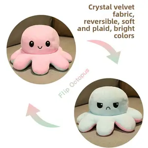 Cute Flip Octopus Plush Toy Extra Large Double-Sided Face-Changing Octopus Doll Sofa Pillow Gift for Girls
