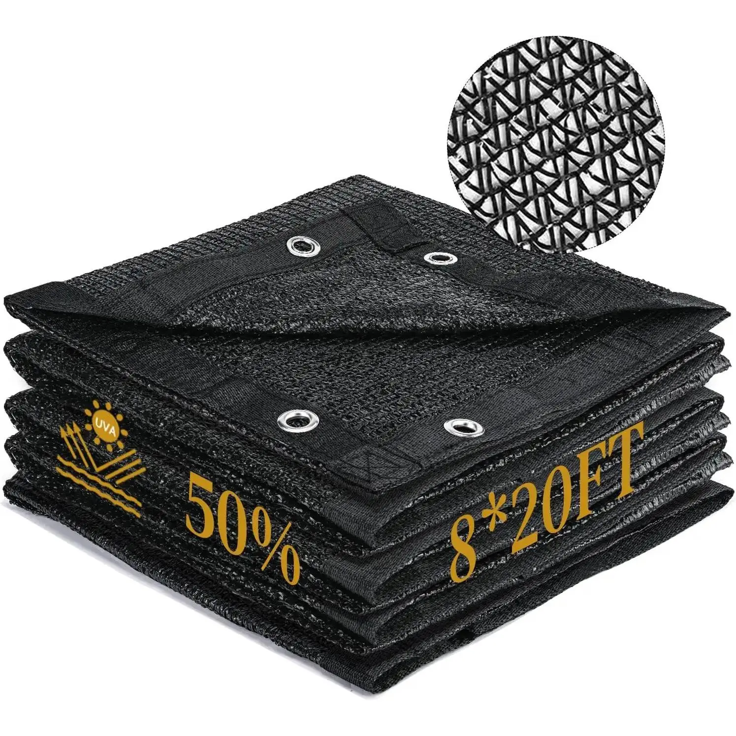 50% Shade Cloth, 8 x 20 FT Sun Shade Mesh Tarp with Reinforced Grommets, HDPE Shade Cloth for Plants, Greenhouse, Pergola and Backyard