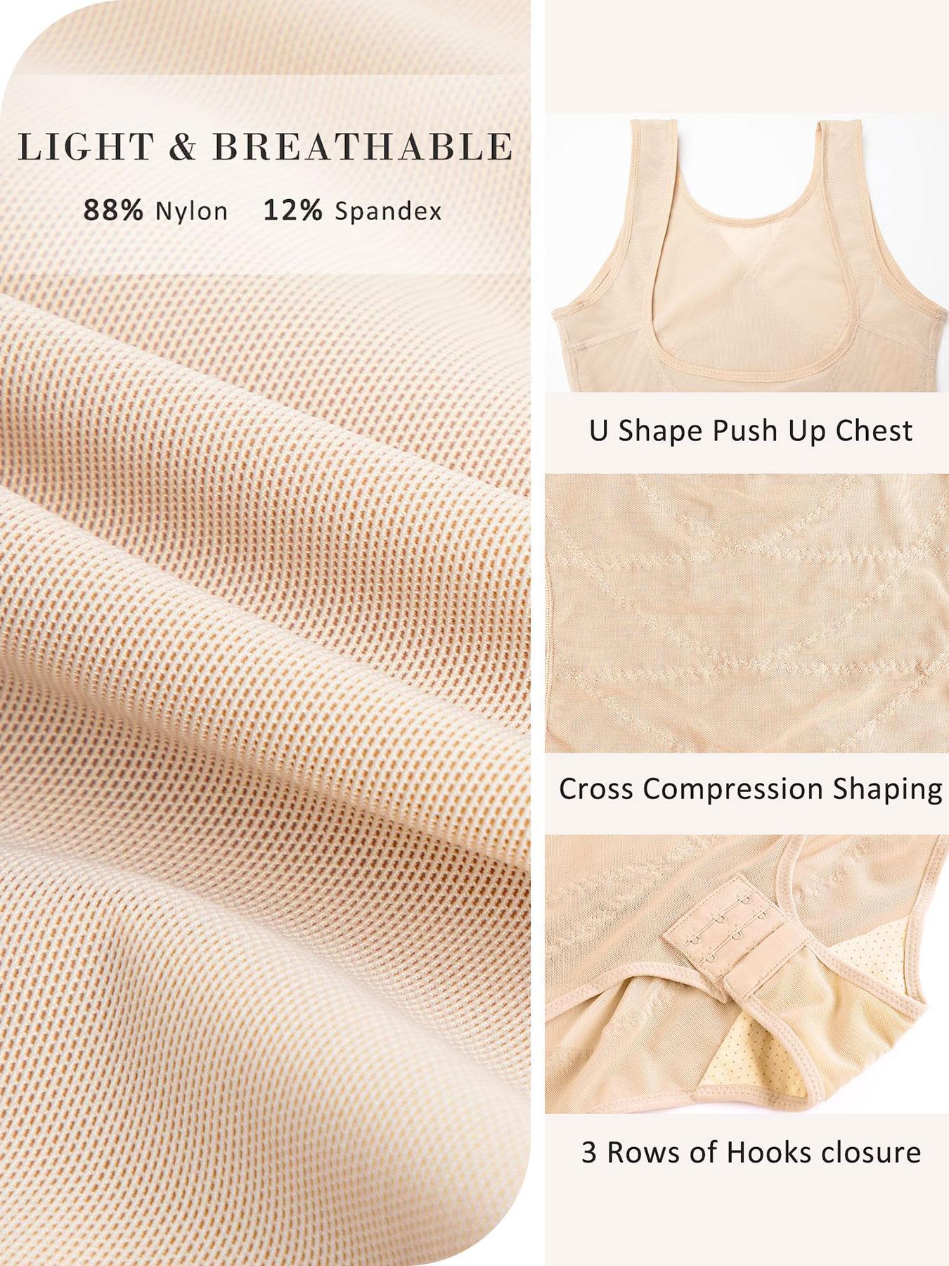 【Plus Size】 Solid Color Open Bust Hook & Eye Closure Crotch High Waisted Shapewear Bodysuit, Breathable Comfortable Shaper, Tummy Control Butt Lifter, Ladies Shapewear for All Seasons