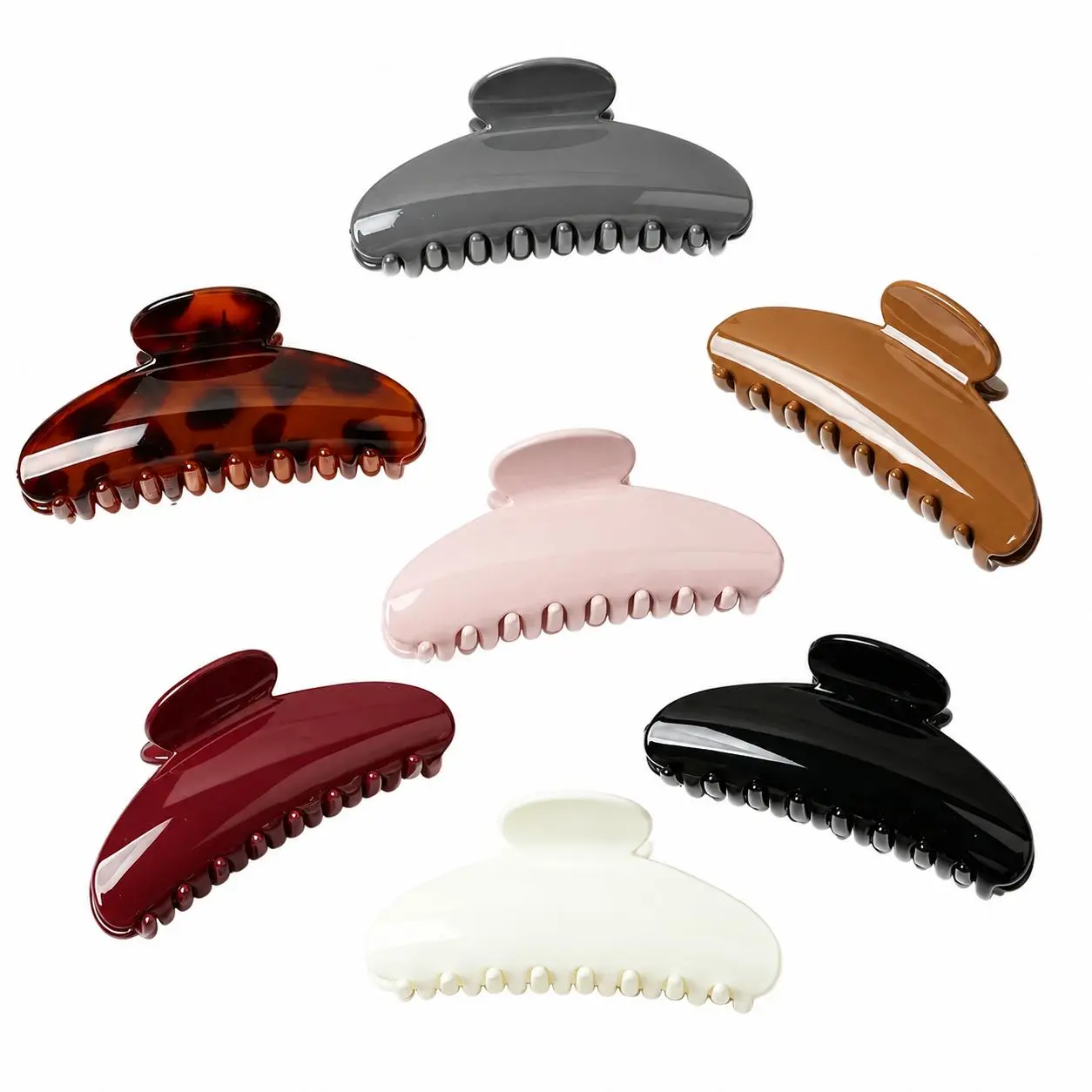 7-Piece Glossy Crescent-Shaped French Hair Claw Clips Set – Classic Half-Moon Jaw Design for Secure, Comfortable Hold on Thick, Long, or Fine Hair – Elegant Everyday Hair Accessories for Women