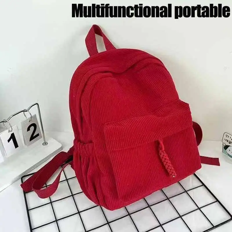Durable Corduroy Mini Backpack, Retro Casual Daypack with Multi-compartment for Women Daily, Travel & Weekend