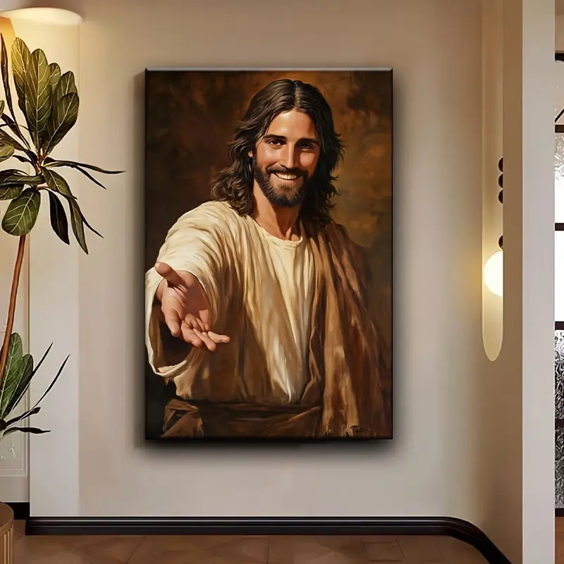 2D Flat Art, Modern Canvas Artwork - Wooden Framed Hand Gesture, Extended Hand Ready To Shake Hands - Ideal For Decorating Your Living Room, Office Or Corridor, Perfect Gift Choice For Christmas And Holidays