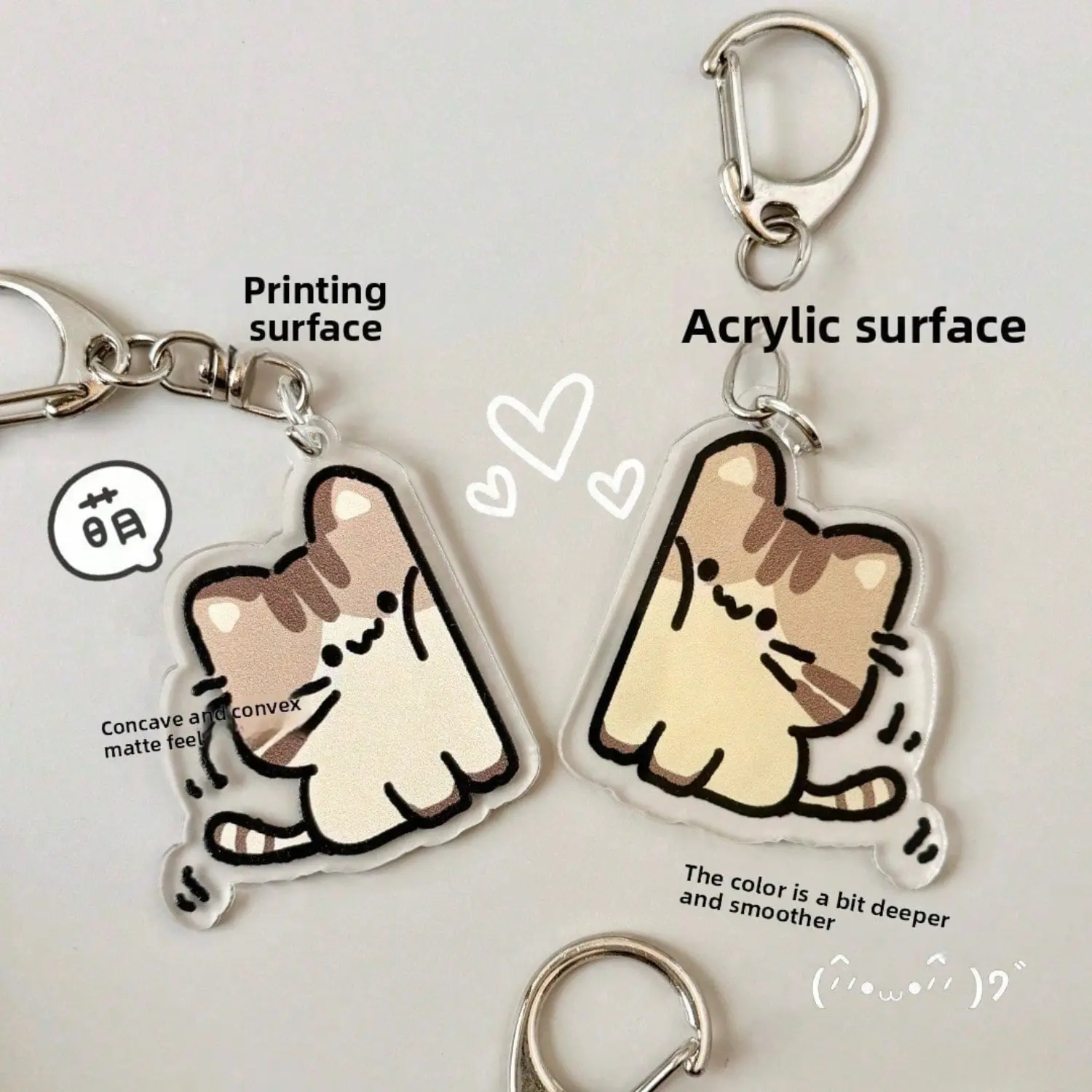 2 Pcs Matching Cat Keychain Set, Cute Cartoon Kitty Key Ring, Best Friend Couple Backpack Charm Gift for Women Girls