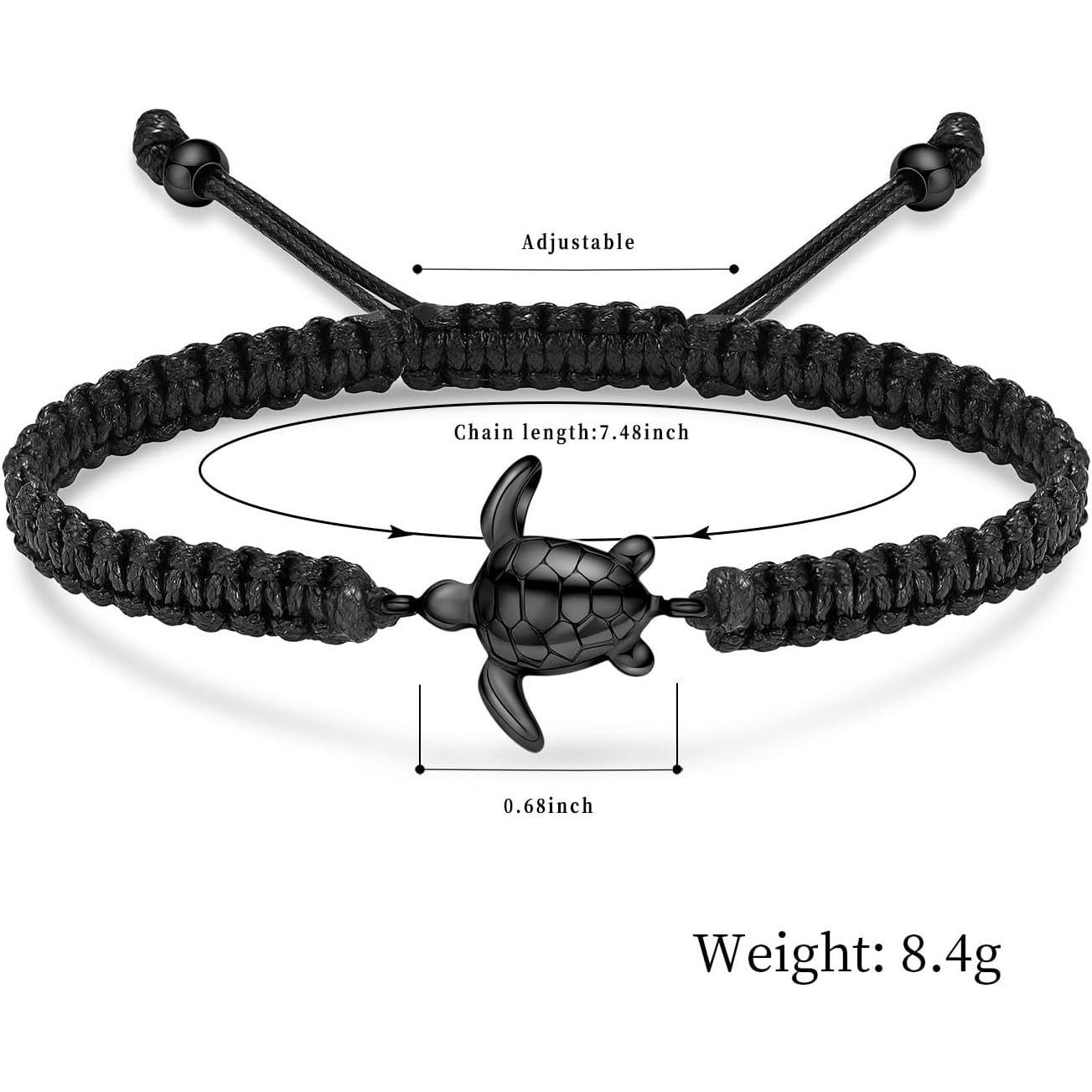 Cremation  Sea Turtle Urn Bracelet for Ashes for Women Men Memorial Adjustable Braided Ashes Bracelet