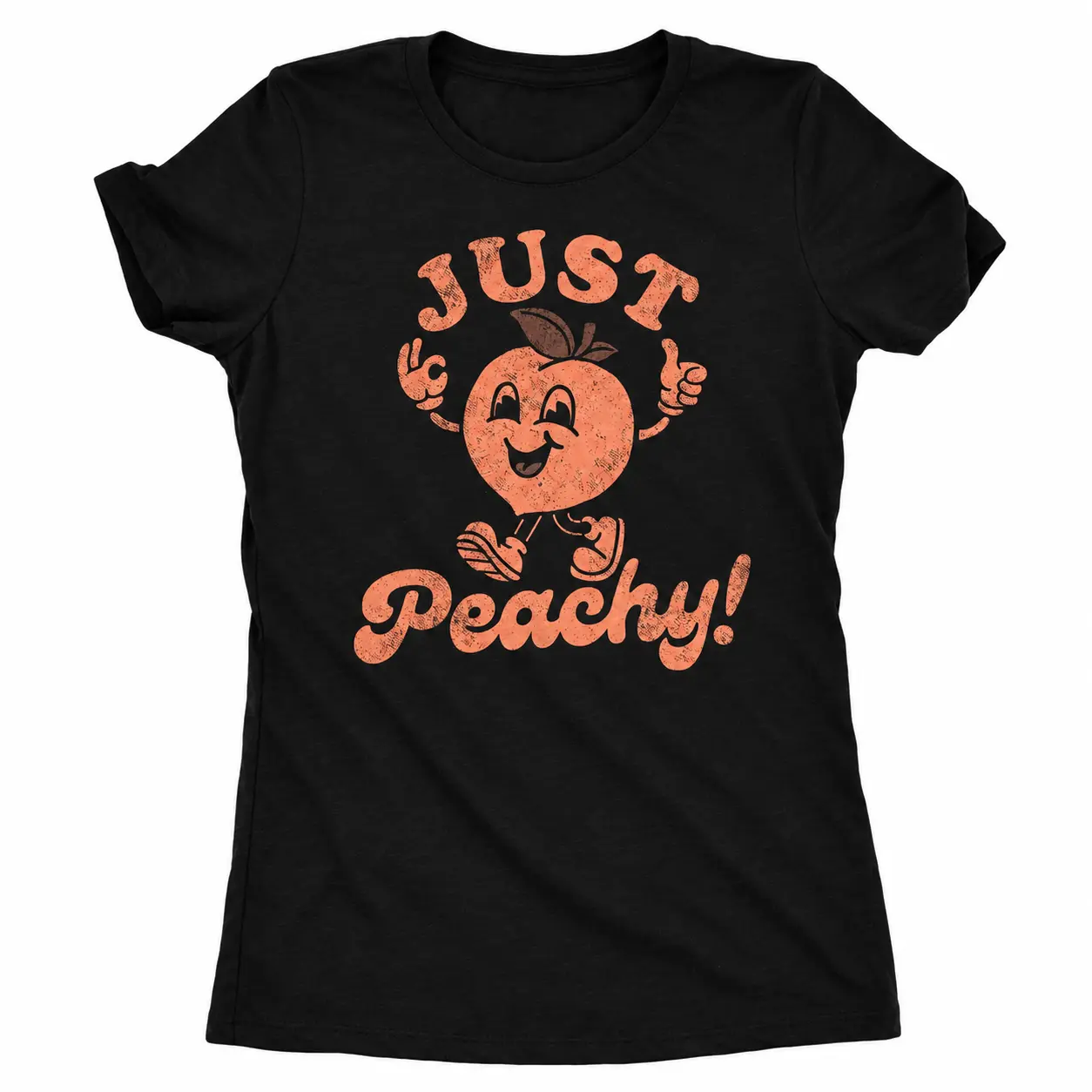 Vintage T-Shirt for Women Just Peachy Cartoon Peach Graphic Tee Cute Casual Ladies Printed Short Sleeve Funny Novelty Top Navy