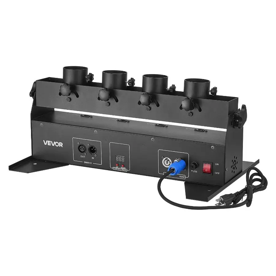 VEVOR Electric Cannon Machine, 4-Shot High Output Launcher with DMX512, Manual Remote Control, Portable Shooter for Wedding, Christmas, DJ Party Events Shows Stages Nightclubs, 4-Shot Confetti Launcher