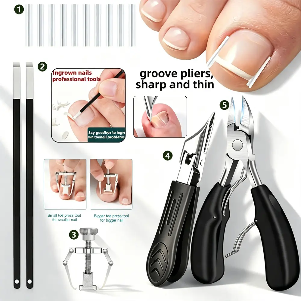 1 Set of Stainless Steel Pedicures and Nail Art Kit, Including Nail Clippers, Nail Cleaners, Nail Aids, Nail Patches, and Adult Home Nail Care Tools