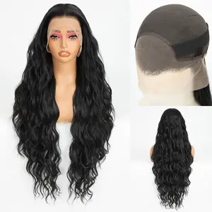 Hand Woven 13x4 Frontal Lace Black Long Curly Full Wig 24 to 30in