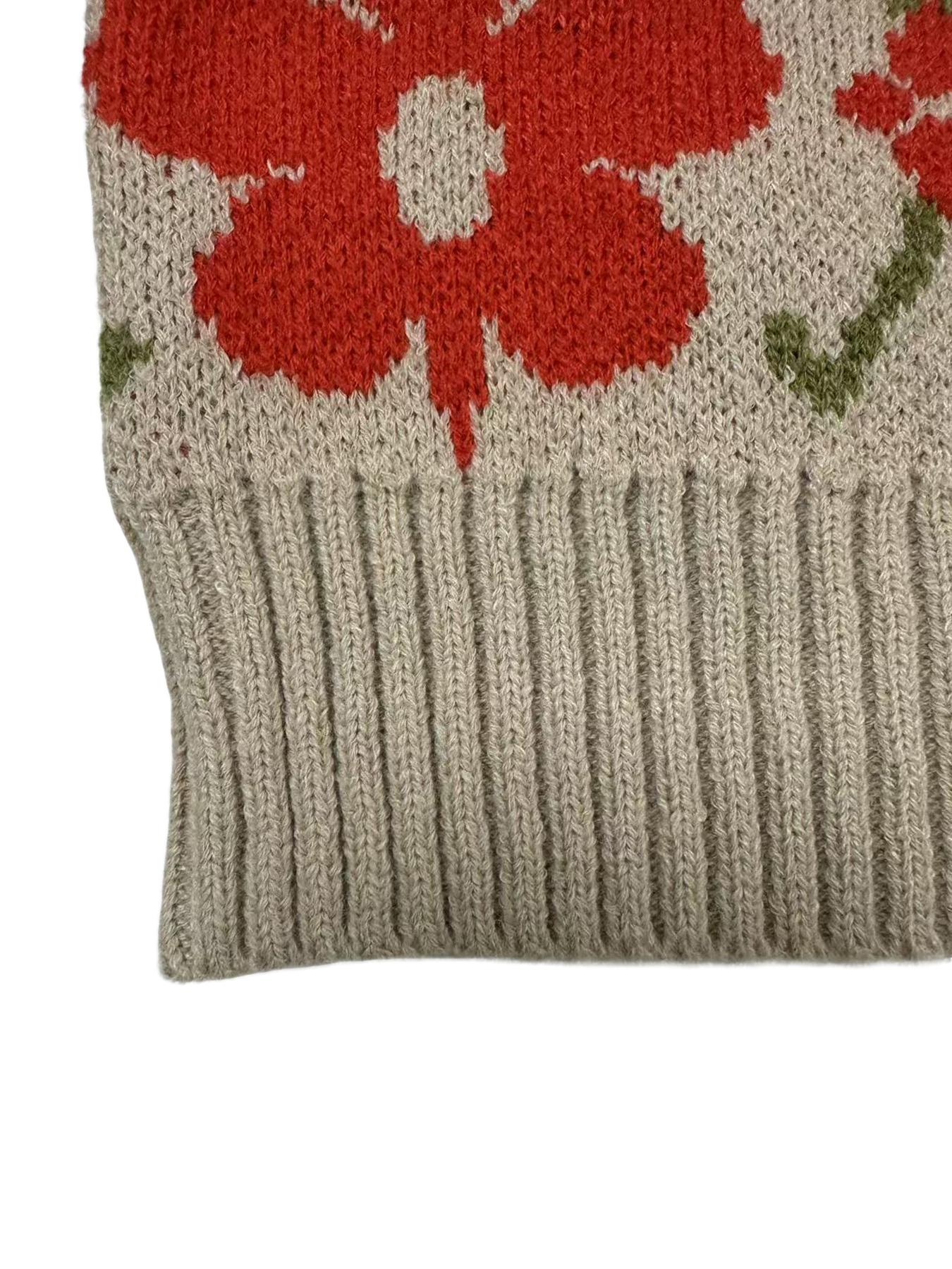 Vintage Floral Jacquard Knit Cardigan, Button Front Long Sleeve Sweater, Fitted Soft Comfortable Fall & Winter Fashion, Elegant Women's Outerwear Knitwear