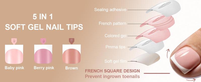 Toe Nail Tips, Brown Soft Gel Press On Toenails, 150Pcs Short Square French Toenail Full Cover Press On Fake Toe Nails Salon Home DIY 15 Sizes Toe Nail Tips, Brown Soft Gel Press On Toenails, 150Pcs Short Square French Toenail Full Cover Press On Fake Toe Nails Salon Home DIY 15 Sizes