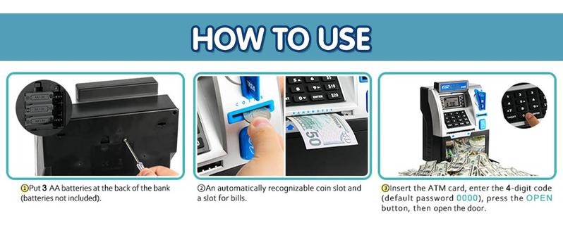 这款小猪存钱罐玩具，趣味十足，互动性强，是教孩子学习储蓄的好方法。它配备逼真的ATM键盘、密码保护功能，还能存放硬币和纸币，是生日、节日等场合的完美礼物。