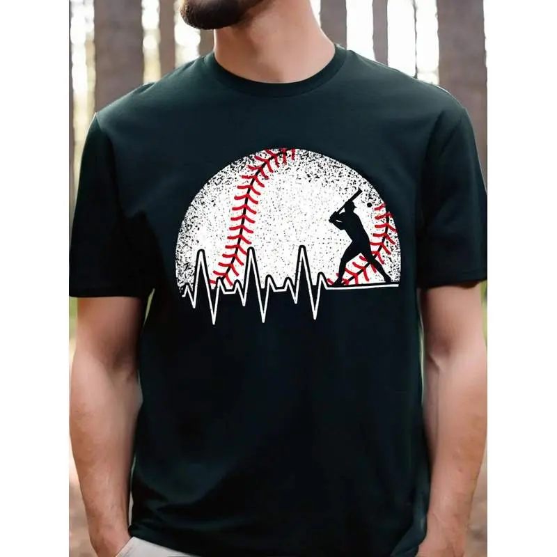 Baseball Shirt For Men Game Day Baseball Fan Shirt Baseball Dad Tee Casual Short Sleeve Tops,Mens Casual Tops Short Sleeve