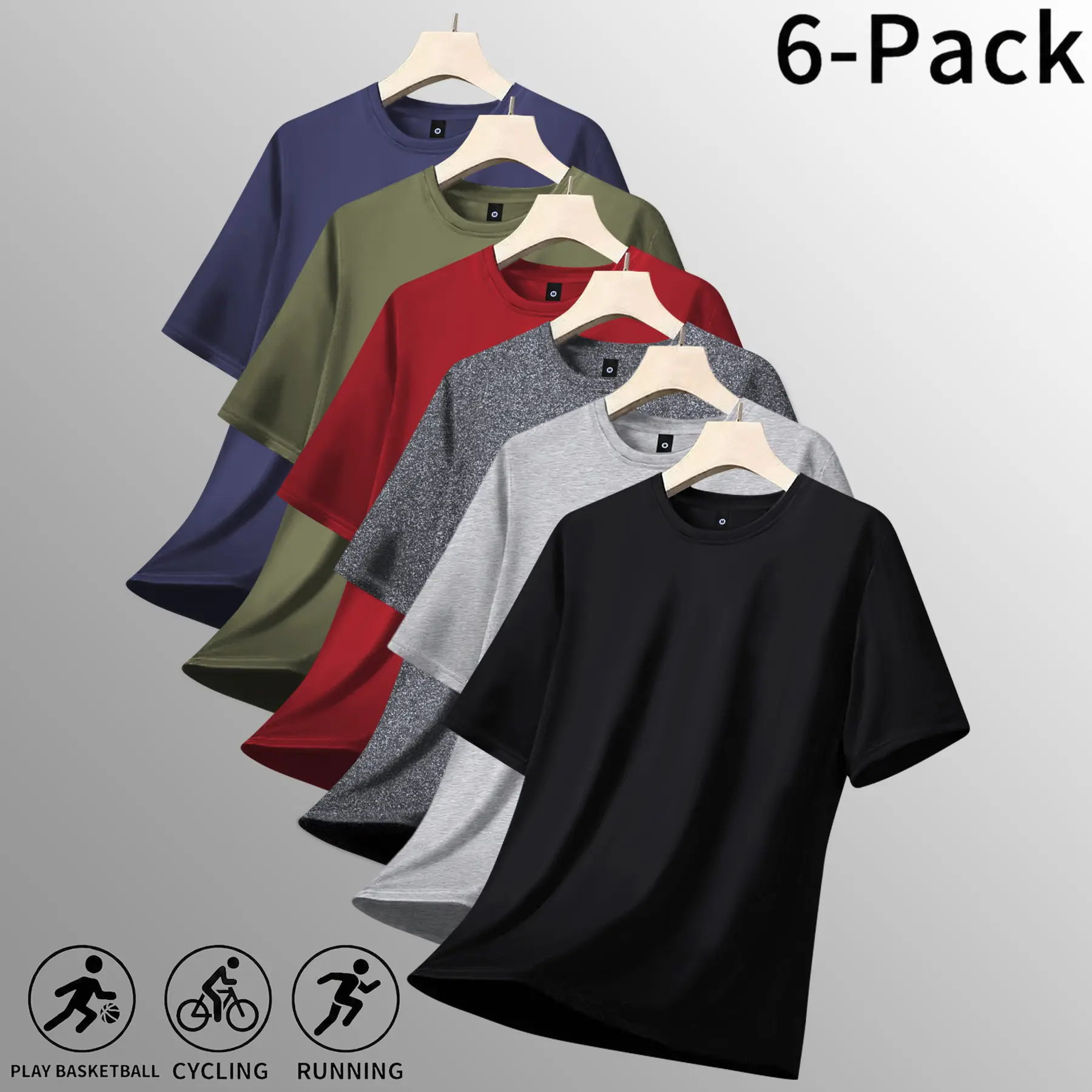Men’s solid-color short-sleeve crewneck T-shirts are available in 3-pack and 6-pack options.Suitable for casual wear, running, golf, and commuting; a fashionable, versatile summer top with a street style.A gift suitable for men, ideal for streetwear, comm