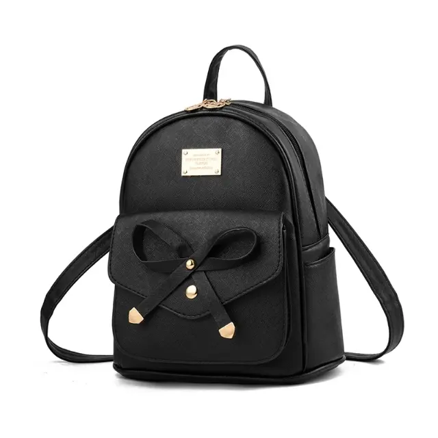 cute bowknotWaterproof PU Leather Casual Daypack Multi Pocket Small Travel Shoulder Backpack Purse Fits Mini IPAD & Phone Girls Bowknot Cute Leather Backpack Mini Backpack Purse for Women