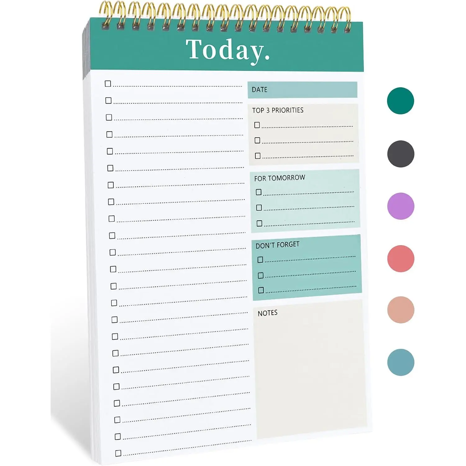 Undated Daily Notepad Planner - 52 Sheets, Large Space, Multi-Sections, Paperboard Build, Task Tracking, Ideal for Office & School Use, Office Stationery Organiser