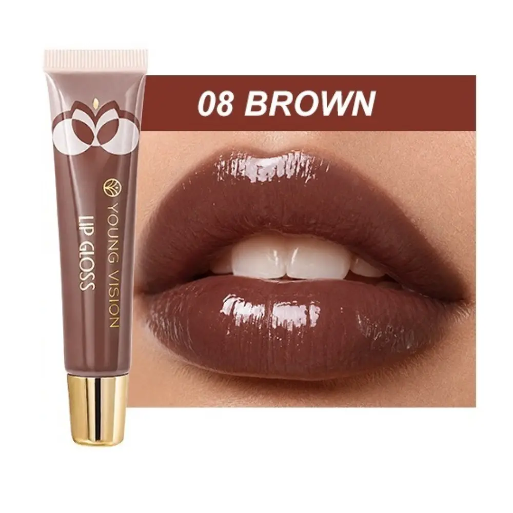 YOUNG VISION Rich Chocolate Lip Gloss, Hydrating Lip Oil, Visual Plumping Effect, Layered Lip Makeup, Transparent Glass Lips, Lip Cosmetics