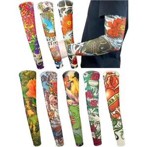 8 Pcs UV Protection Cooling Temporary Arm Buddha Dragon Flower Monster Tribal Sleeves, Fake Tattoo Sleeves for Men