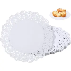 150 Pcs 6 inch White Lace Paper Doilies Disposable Round for Buffet Cake Fried Food Party Wedding Tableware Decoration, Disposable Doilies Kitchen and Table Linens, Small Paper Doilies