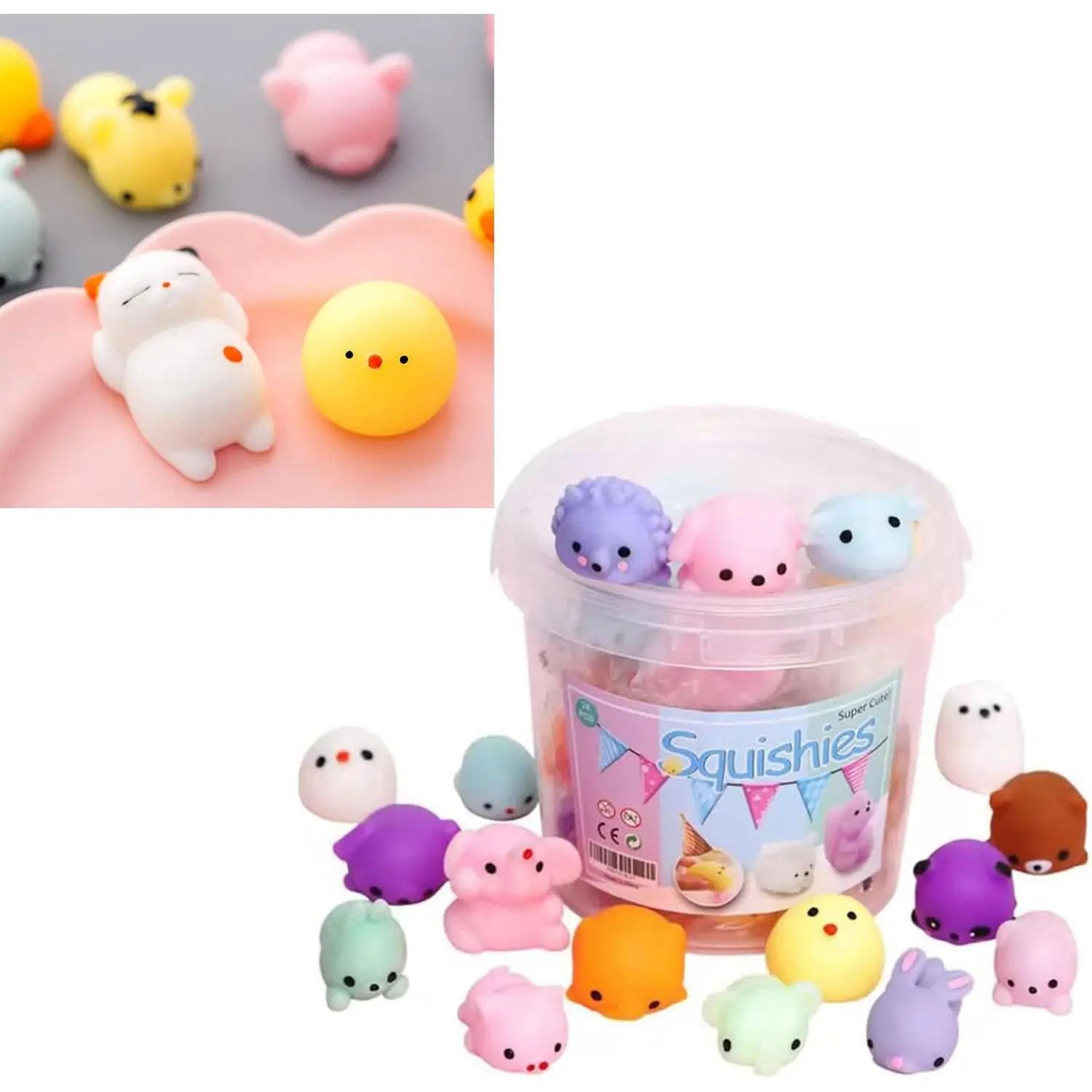 24 Pcs Squeeze Toys Stress Relief Toys for Adults Kids Soft Safe TPR Decompression Dolls Cute Desk Decor Office Home