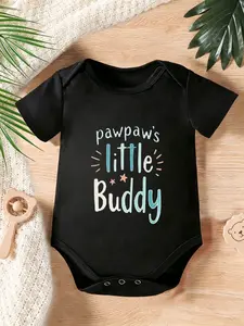 Little sidekick for grandpa reporting in! Baby triangle onesie with soft gradient letter print, a handsome and cute casual outfit ideal for daily crawling and outdoor activities. Unisex newborn romper, a perfect gift for infants.