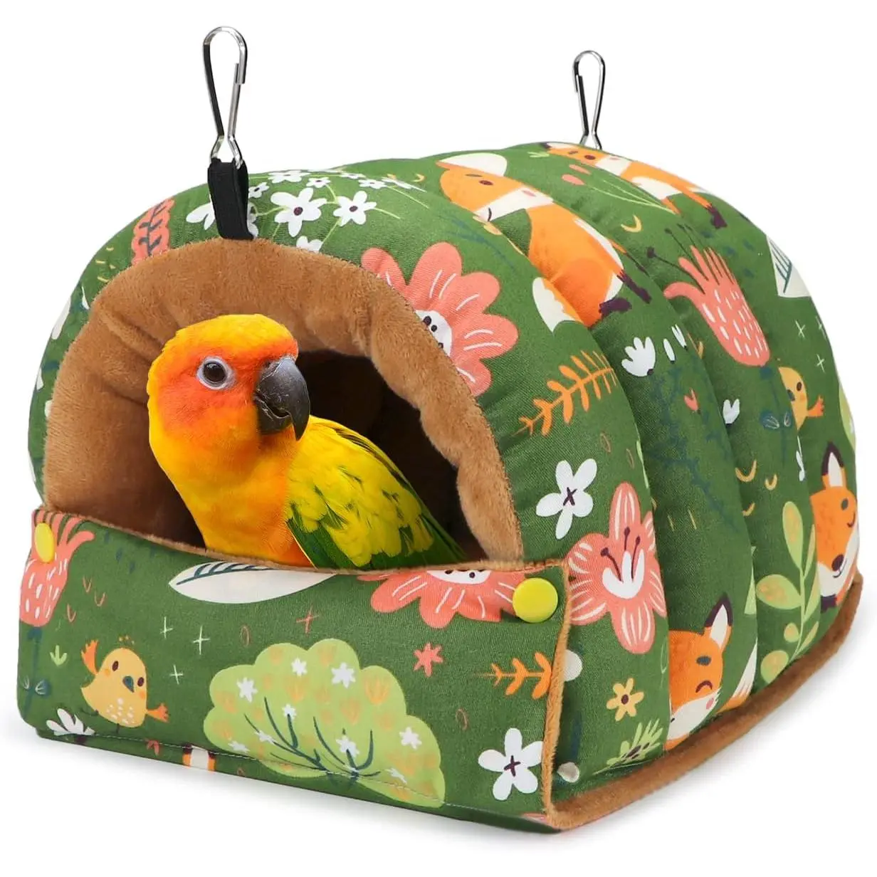 Bird Nest House Winter Warm Snuggle Hut Bird Bed Hanging Hammock for Parrots Budgies Parakeets Caique Senegal Cockatiels Conures (Large, Green)