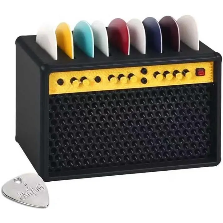 Guitar Pick Holder Box, Amp Speaker Style Guitar Picks Display Case | Pick Storage with 1 Metal Pick and 9 Celluloid Guitar Picks, Guitar  Accessories for Men Guitarists Guitar Players