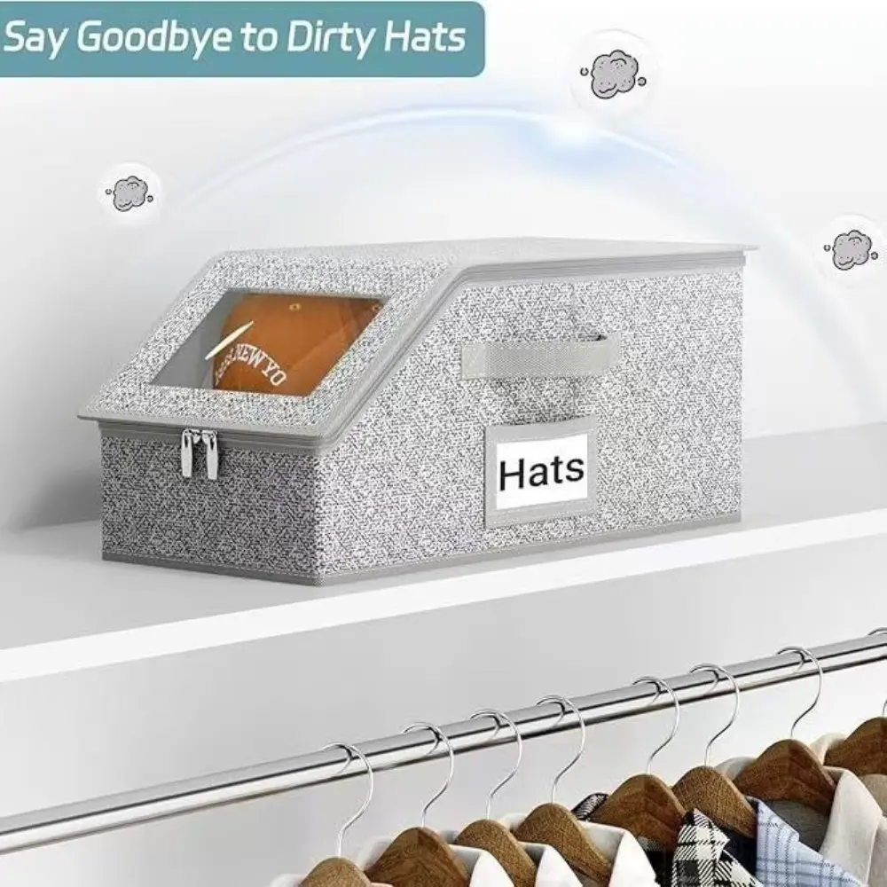 1 Pack Baseball Cap Storage Box Closet Organizer Household Storage for Home Closet Hat Enthusiasts Storage Organizer Case Foldable Dust-proof with Lid Space Saving Cap Container